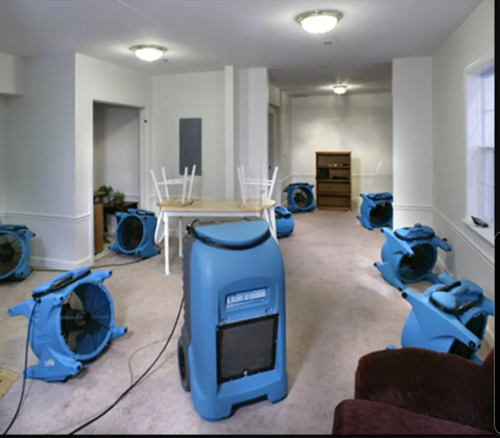 Air movers and dehumidifier setup for Water Extraction & Removal in Ballston