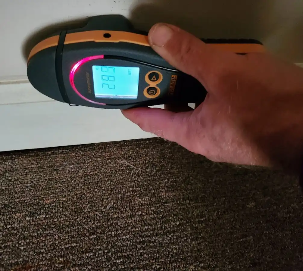 Moisture detection at baseboard during Sewage Cleanup & Sanitation in Ballston